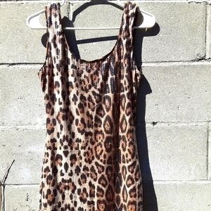 Swool Leopard Sequin Bodycon Transparent Sequin Dress